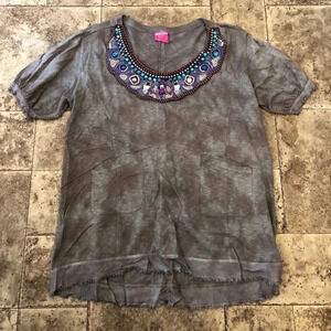 COPY - Women's VINTAGE Free People Beaded Collar Tunic Top - Sz. S